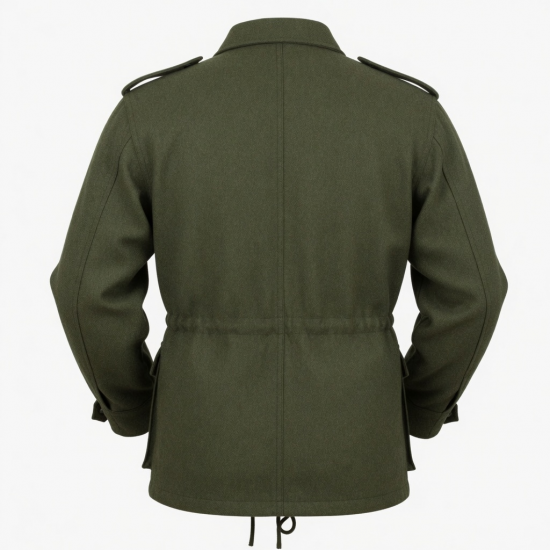 Men's Green Vintage Wool Cargo Regular Fit Military Jacket