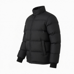 Men's Black Quilted Regular Fit Puffer Jacket