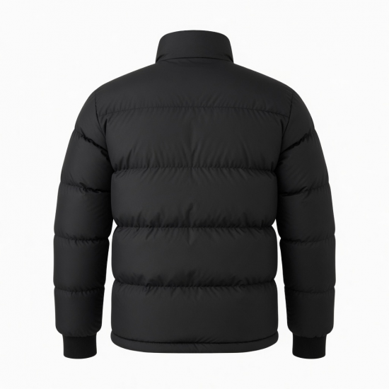 Men's Black Quilted Regular Fit Puffer Jacket