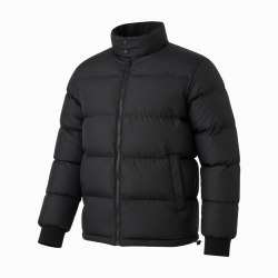 Men's Black Quilted Regular Fit Puffer Jacket