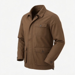 Men's Brown Casual Cotton Regular Fit Shell Jacket