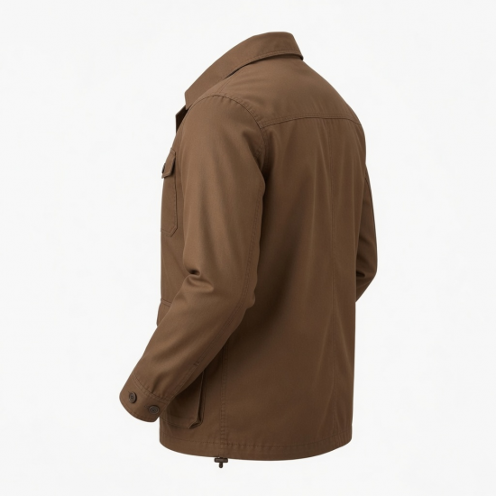 Men's Brown Casual Cotton Regular Fit Shell Jacket