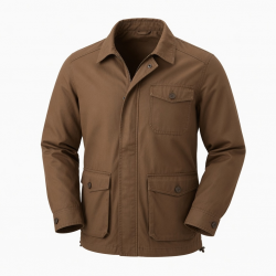 Men's Brown Casual Cotton Regular Fit Shell Jacket