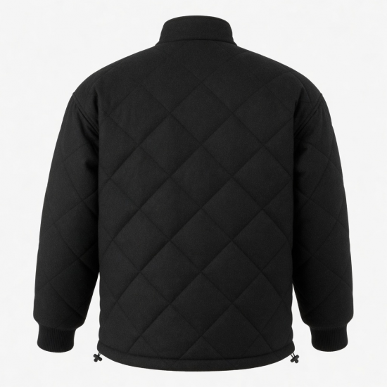 Men's Black Quilted Vintage Wool Outdoor Performance Shell Jacket