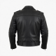 Men's Black Collared Vintage Leather Performance Motorcycle Jacket