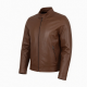 Men's Brown Classic Leather Zip Front Shell Jacket