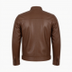 Men's Brown Classic Leather Zip Front Shell Jacket