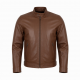 Men's Brown Classic Leather Zip Front Shell Jacket