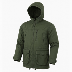 Men's Olive Vintage Cotton Outdoor Hiking Zip Front Pockets Parka Jacket