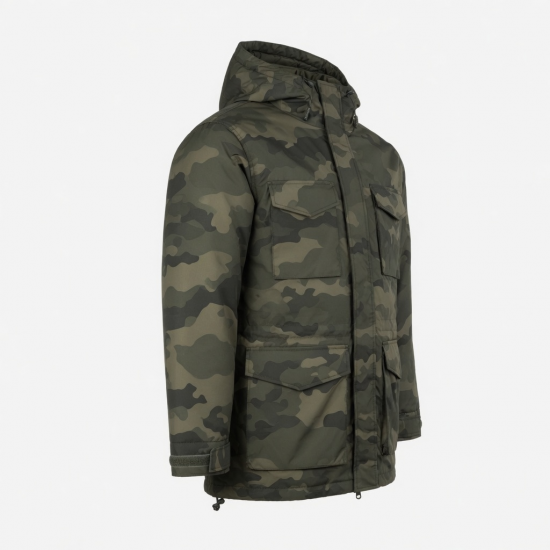 Men's Camo Camping Regular Fit Parka Jacket