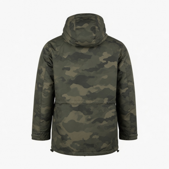 Men's Camo Camping Regular Fit Parka Jacket