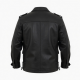 Men's Black Vintage Classic Leather Performance Button Front Shell Jacket
