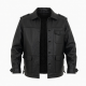 Men's Black Vintage Classic Leather Performance Button Front Shell Jacket