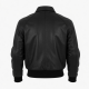 Men's Black Collared Vintage Leather Travel Performance Bomber Jacket