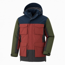 Men's Multicolour Hooded Windproof Cotton Travel Workwear Parka Jacket