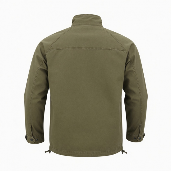 Men's Khaki Water Resistant Vintage Cotton Regular Fit Shell Jacket