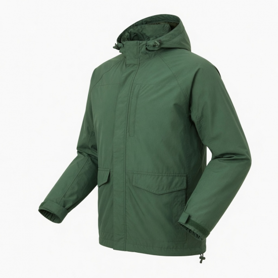 Men's Green Lightweight Vintage Polyester Outdoor Performance Shell Jacket