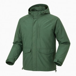 Men's Green Lightweight Vintage Polyester Outdoor Performance Shell Jacket