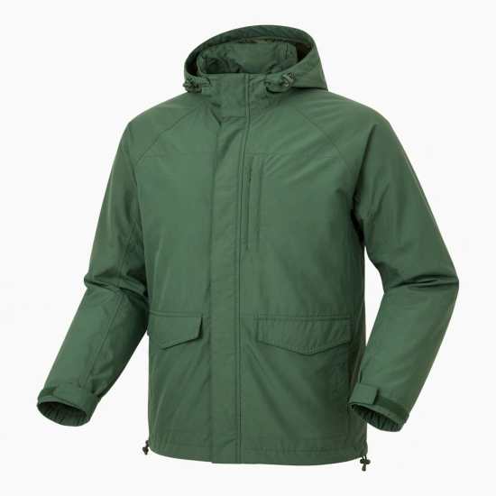 Men's Green Lightweight Vintage Polyester Outdoor Performance Shell Jacket