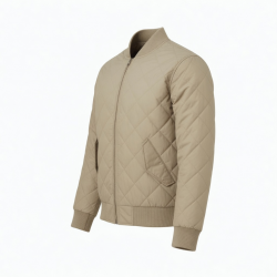 Men's Beige Quilted Padded Cotton Outdoor Performance Bomber Jacket