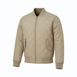Men's Beige Quilted Padded Cotton Outdoor Performance Bomber Jacket