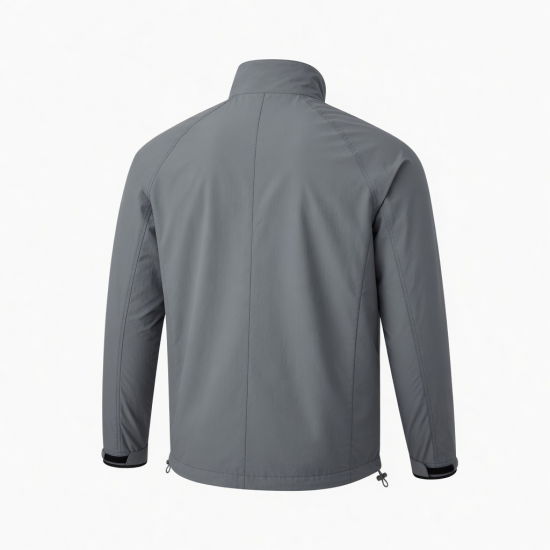 Men's Grey Lightweight Casual Polyester Sport Regular Fit Shell Jacket
