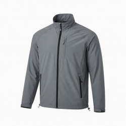 Men's Grey Lightweight Casual Polyester Sport Regular Fit Shell Jacket