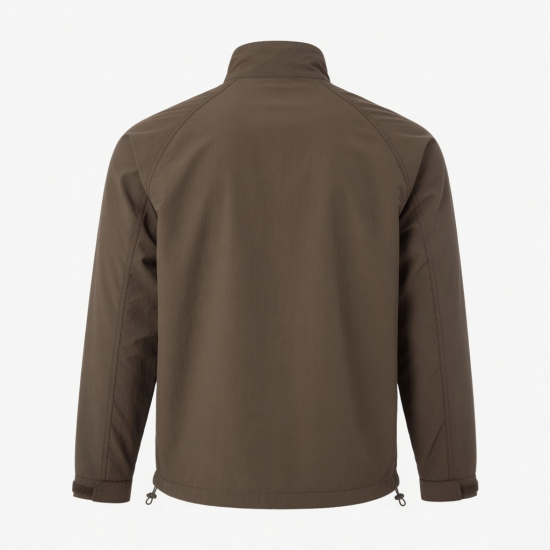 Men's Brown Lightweight Polyester Travel Vintage Zip Front Shell Jacket
