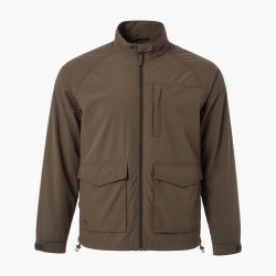 Men's Brown Lightweight Polyester Travel Vintage Zip Front Shell Jacket