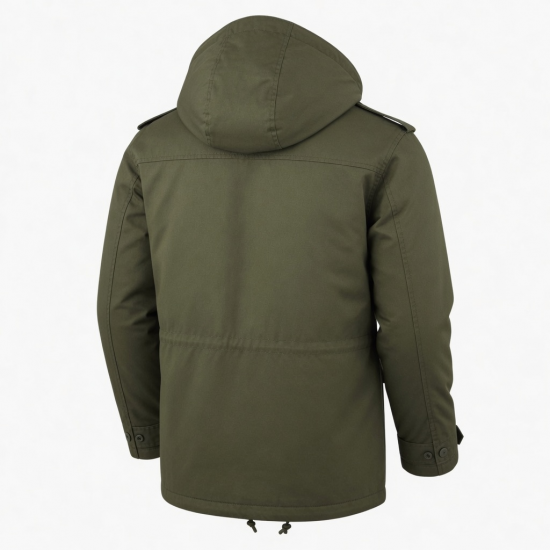 Men's Hooded Detachable Hood Cotton Regular Fit Military Shell Jacket
