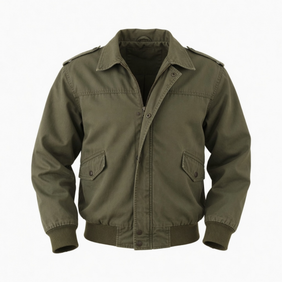 Men's Collared Vintage Workwear Casual Zip Front Button Shell Jacket
