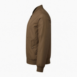 Men's Brown Lightweight Retro Polyester Classic Casual Bomber Jacket