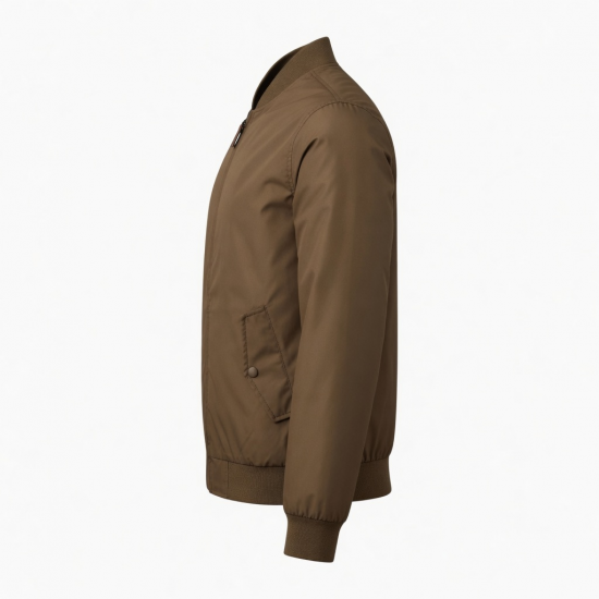 Men's Brown Lightweight Retro Polyester Classic Casual Bomber Jacket