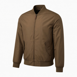 Men's Brown Lightweight Retro Polyester Classic Casual Bomber Jacket