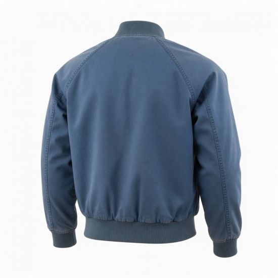 Men's Blue Vintage Casual Polyester Street Pockets Bomber Jacket