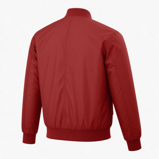 Men's Red Lightweight Polyester Regular Fit Bomber Jacket