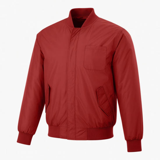Men's Red Lightweight Polyester Regular Fit Bomber Jacket