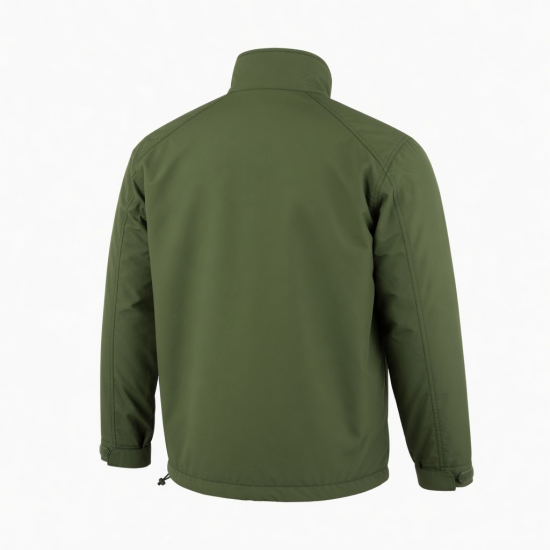 Men's Green Casual Regular Fit Autumn Zip Front Shell Jacket