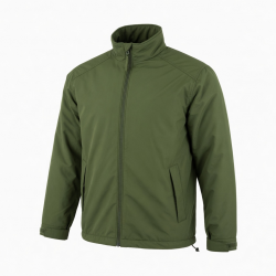 Men's Green Casual Regular Fit Autumn Zip Front Shell Jacket