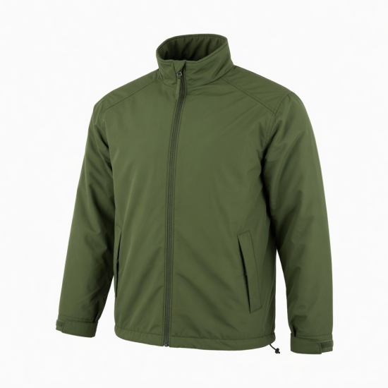 Men's Green Casual Regular Fit Autumn Zip Front Shell Jacket