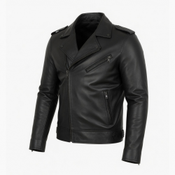 Men's Black Lightweight Leather Travel Performance Motorcycle Jacket