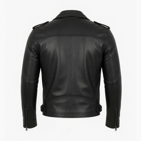 Men's Black Lightweight Leather Travel Performance Motorcycle Jacket