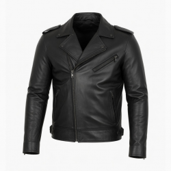 Men's Black Lightweight Leather Travel Performance Motorcycle Jacket