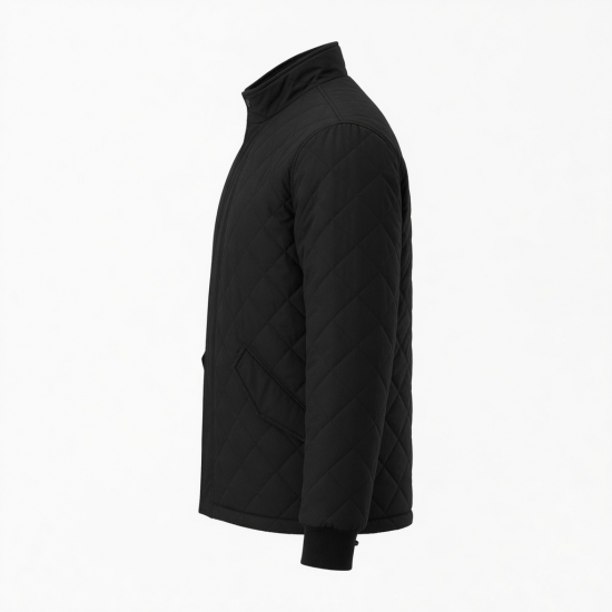 Men's Black Quilted Cotton Shell Jacket