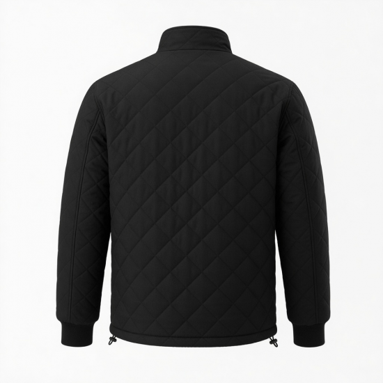 Men's Black Quilted Cotton Shell Jacket