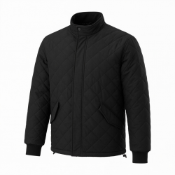 Men's Black Quilted Cotton Shell Jacket
