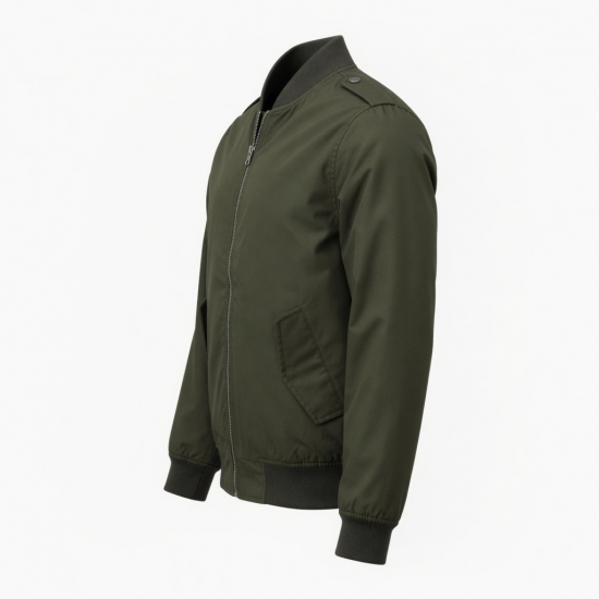 Men's Casual Polyester Travel Motorcycle Zip Front Bomber Jacket