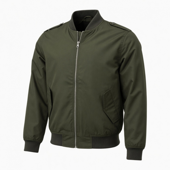 Men's Casual Polyester Travel Motorcycle Zip Front Bomber Jacket