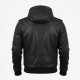 Men's Black Hooded Vintage Leather Performance Zip Front Motorcycle Jacket