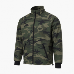 Men's Camo Polyester Performance Casual Zip Front Pockets Shell Jacket